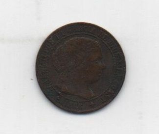 ESPAÑA ISABEL II DEL AÑO 1866 DE 1/2 CENTIN D´ESCUT